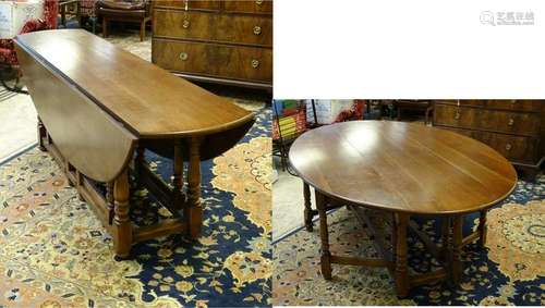 A mid / late 20thC hardwood drop leaf 'wake' table or