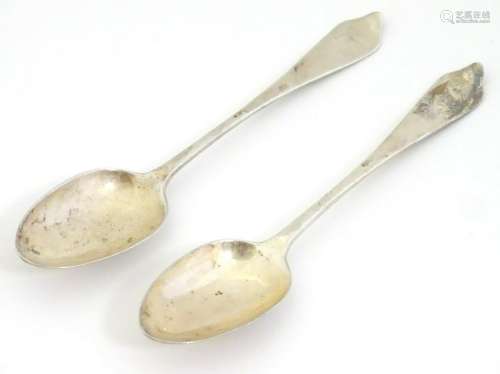 A pair of Scottish silver dog nose teaspoons with rats