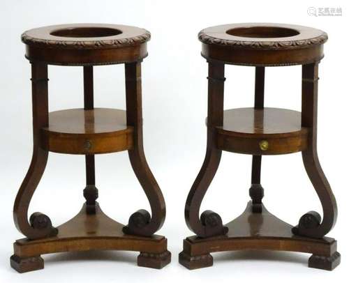 A pair of mid 19thC mahogany dining room pedestals,