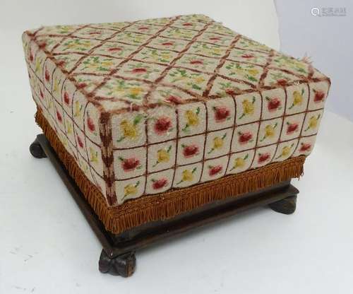 A late 19thC / early 20thC mahogany footstool. 15''