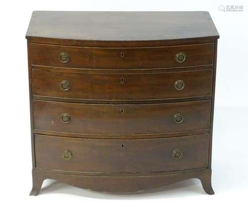 A mid 19thC mahogany bow fronted chest of drawers