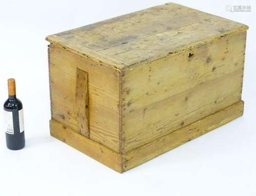 A late 19thC pine blanket box. 28'' wide x 17'' deep x