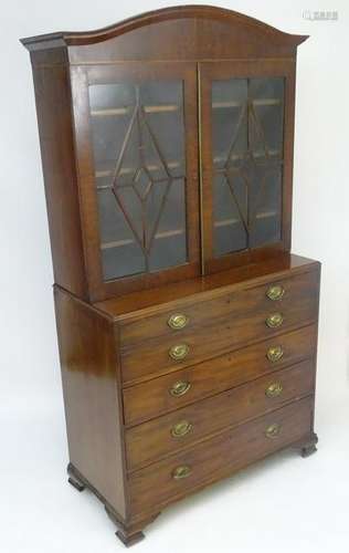 An early / mid 19thC mahogany secretaire bookcase,