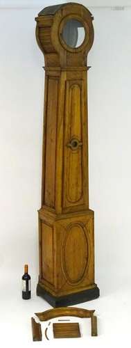 A continental 19thC cherry wood longcase clock (case