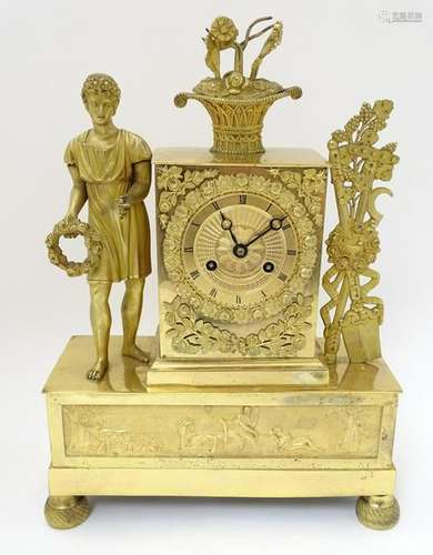 An early 19thC French ormolu cased mantle clock with 8