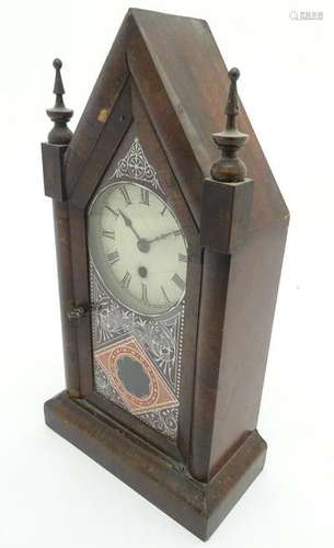 Lancet Mantel Clock: An Ansonia Clock Company walnut