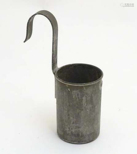 A early / mid 20thC half pint milk measure with hook