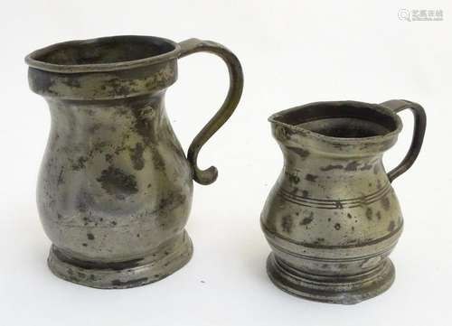 Pewter: A 1 pint baluster tankard with portcullis stamp