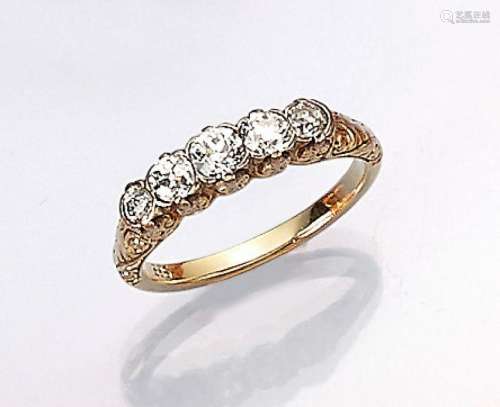 14 kt gold ring with diamonds, approx. 1930s
