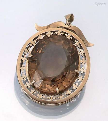 8 kt gold pendant with smoky quartz