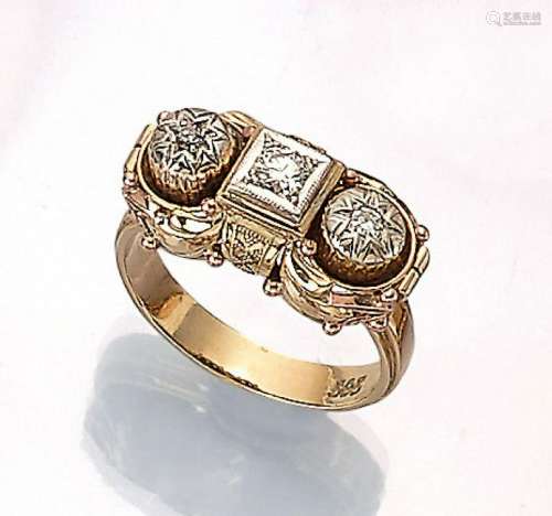 14 kt gold ring with 3 diamonds