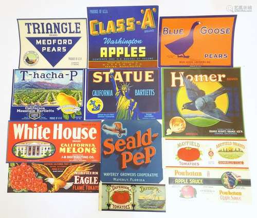 A large quantity of original USA advertising labels,