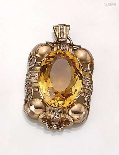 8 kt gold pendant with citrine