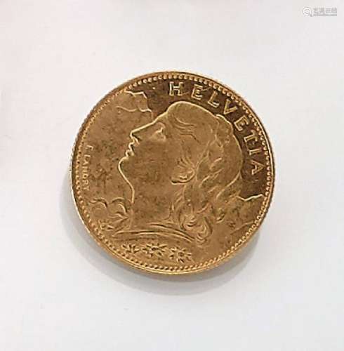 Gold coin, 10 Swiss Francs, Switzerland, 1914