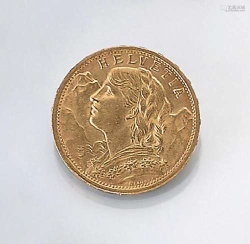Gold coin, 20 Swiss Francs