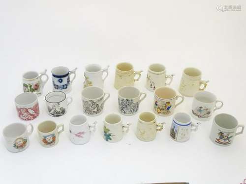 A quantity of Victorian whistle mugs of German