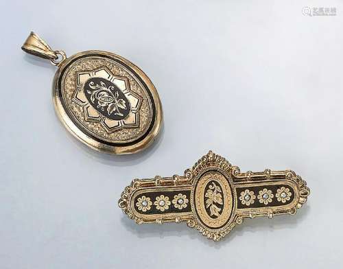Pendant and brooch with enamel