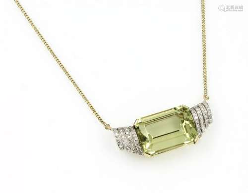 14 kt gold necklace with heliodor and diamonds