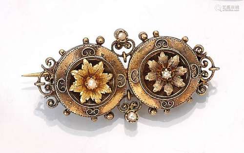 8 kt gold brooch with pearl
