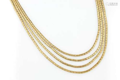 18 kt gold 4-rowed necklace