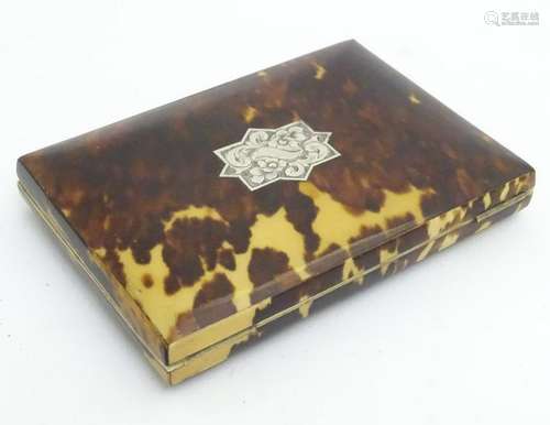 An unusual 19thC blond tortoise shell travelling card