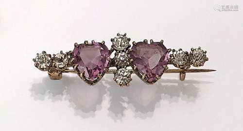 Brooch with amethysts and rhine stones
