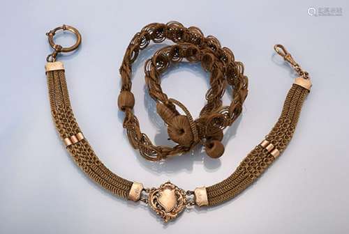 Lot memorial jewellery made of hair braid
