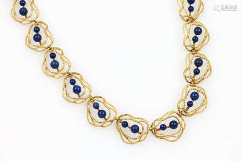 14 kt gold necklace with lapis lazuli