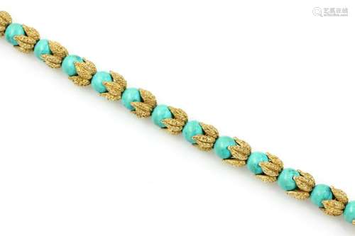 18 kt gold bracelet with turquoises