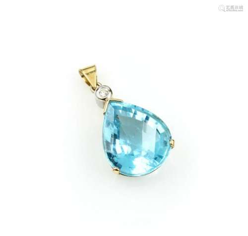 18 kt gold pendant with blue topaz and brilliant