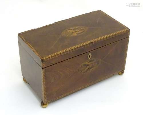 An 18thC Sheraton inlaid flame mahogany two division