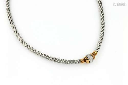 Necklace with brilliants, stainless steel and RG