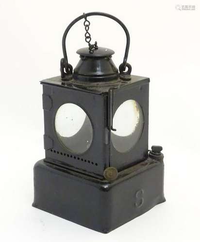 Railway Lamp : a black painted 'LNER' Welch Patent oil