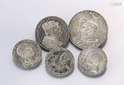 Lot 5 silver coins, German Reich