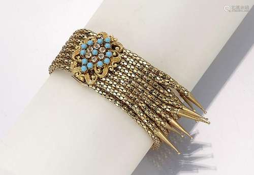 18 kt gold bracelet with glass stones, Spain after 1890