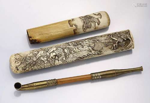 Opiumpipe with case, Japan approx. 1830/40