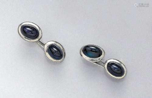 Pair of platinum cufflinks with sapphires