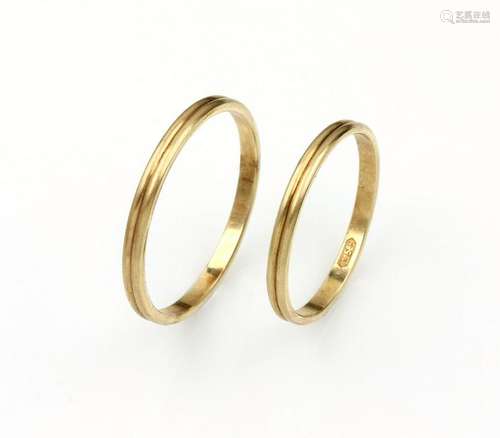 Pair of 14 kt gold friendship- respectively wedding