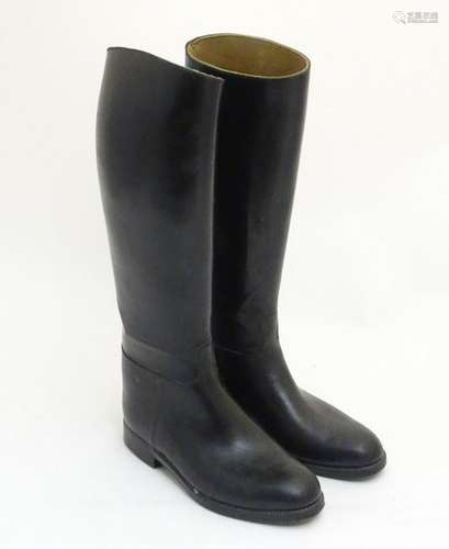 A pair of French black riding boots, size 5 1/2''