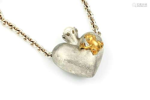 DRACHENFELS heart pendant, 'frog prince' silver 925