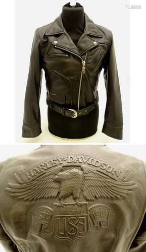 Harley Davidson women's black leather biker jacket,