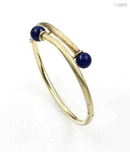 14 kt gold bangle with lapis lazuli