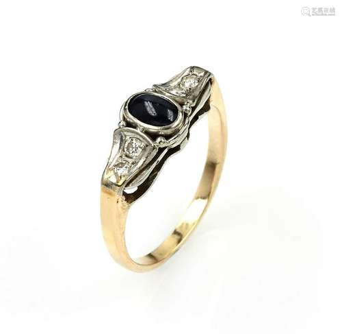 14 kt gold ring with sapphire and brilliants