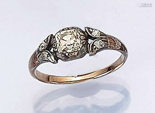 14 kt gold ring with diamonds, german approx. 1860s