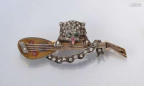 Brooch with enamel and diamonds