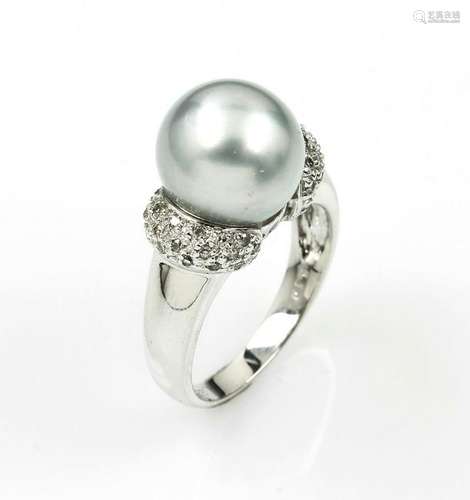 14 kt gold ring with cultured south seas pearl and