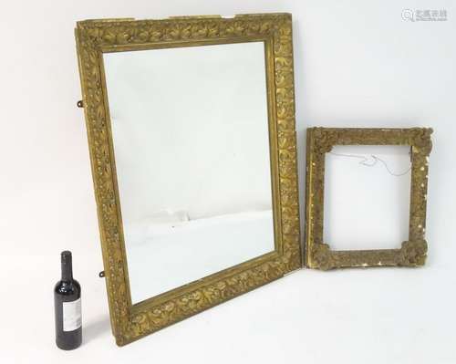 Two early 20thC gilt and gesso frames, one containing a