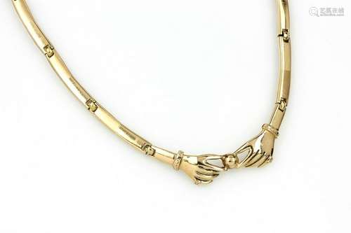 14 kt gold necklace, 'hands'