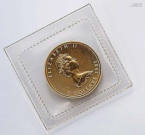 Gold coin, 5 Dollars, Canada, 1985, Elizabeth II.,