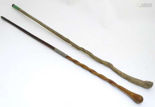 Walking Sticks: a tribal stick with carved twist